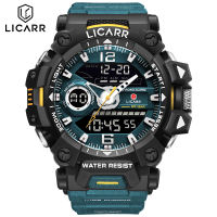 LICARR Top Brand Luxury Mens Sports Watches Fashion Military LED Dual Display Military Outdoor Watch Digital Waterproof Casual Quartz Watch 9535