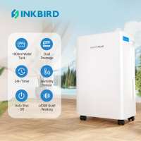 INKBIRD เครื่องดูดความชื้นสำหรับบ้านขนาดใหญ่ 260W 12 ลิตร/วัน 3 โหมด ละลายน้ำแข็งอัตโนมัติ พร้อมตัวตั้งเวลาและล็อกเด็ก พร้อมท่อระบายน้ำ