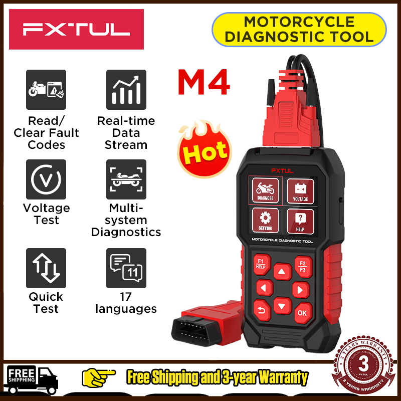 (2026 New) Fxtul M4 Motorcycle Diagnostic Scan Tool Key Coding Tps Abs Anti-Theft Universal Motorcycle Obd2 Scanner for Yamaha, Honda, Kawasaki, Suzuki, Vespa, Eurov, Bmw, Ducati, Harley Giá 4,075,000 Đồng*Miễn phí vận chuyển