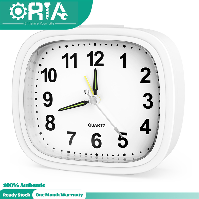 ORIA Silent Alarm Clocks Bedside Non Ticking Table Clocks Luminous Large Display Snooze Light Function for Bedroom Office