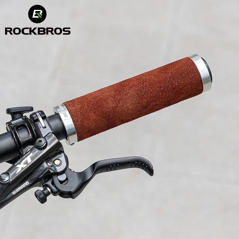 ROCKBROS Leather Handlebar Anti-slip MTB Handle Grips Shockproof Road Bicycle Grips Bike Accessories ราคา 207 บาท*ส่งฟรี