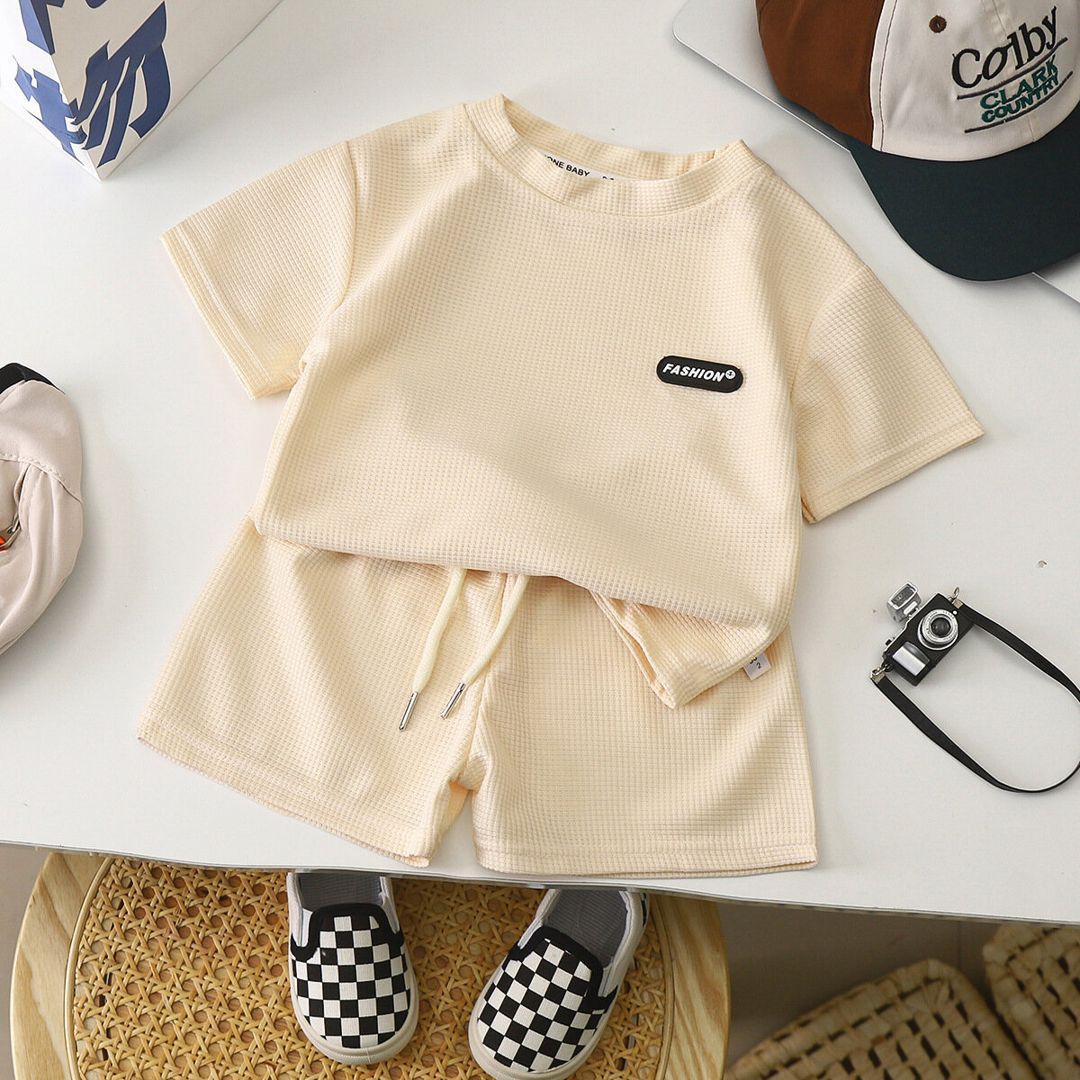 Kids Short Sleeve Clothes Solid Color Set T-shirt Children Boy Fashion Shorts Tshirt Sets Boys Clothing - 3