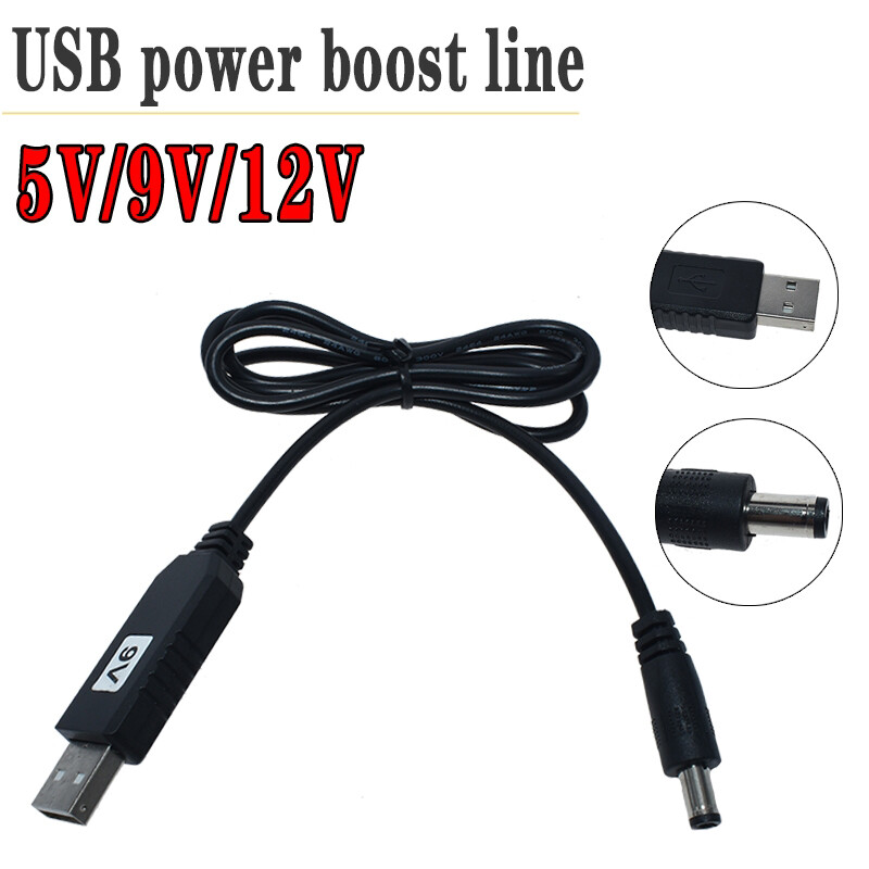 1pcs usb converter adapter cable dc 5v to dc 5v 9v 12v step up cable 2.1x5.5mm male connector converter usb power booster cable