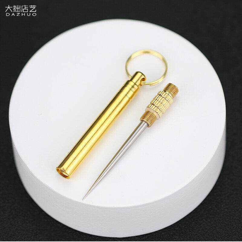 Kim Loại Đồng Nguyên Chất Ốc Vít Nhất Thể Sáng Tạo Tăm Xỉa Răng Xách Tay Móc Chìa Khóa Móc Treo Đa Chức Năng Dĩa Ăn Trái Cây