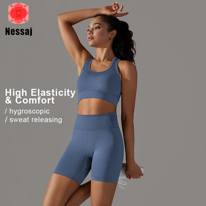 Nessaj Women Fitness Yoga Set Seamless Tight Workout Sportwear Sports Bra