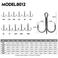PROBEROS 10pcs/lot Sharp Treble Hook 14#-3/0# Carbon Steel Fishing Triple Hook for Hard Lures Brabed Fishhook Tengirri Jigging Casting Fishing Tackle 8011