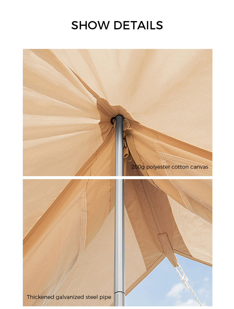 CAMELCROWN Extend 3-4 Person Large Area Outdoor Waterproof Sun Shelter Hiking Traveling Cotton Tent