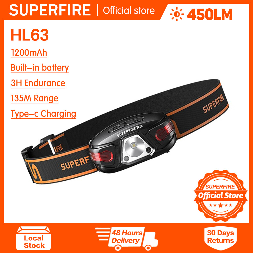 Superfire hl63 Đèn pha cảm ứng ánh sáng cao dẫn Đèn pha sạc