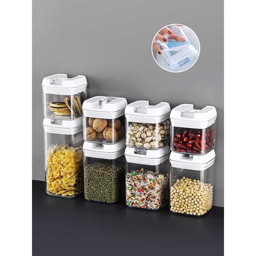 Gambar 7pcs Set Air Tight Food Storage Containers Clear Plastic Cereal Container with Easy Lock Lids Kitchen