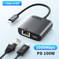 Lemorele TC35 Bộ chuyển đổi USB C sang Ethernet với bộ sạc USB C sang RJ45 Gigabit Ethernet LAN với bộ chuyển đổi PD 3.0 USB C Ethernet thích hợp cho Windows MacBook Air/Pro vv