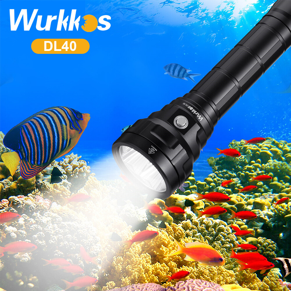 Wurkkos dl40 đèn pin lặn sáng 5000k 5000lm đèn đi lặn với 4 cái lh351d 90cri 26650 ipx8 không thấm nước đèn pin dưới nước ánh sáng lặn ngoài trời