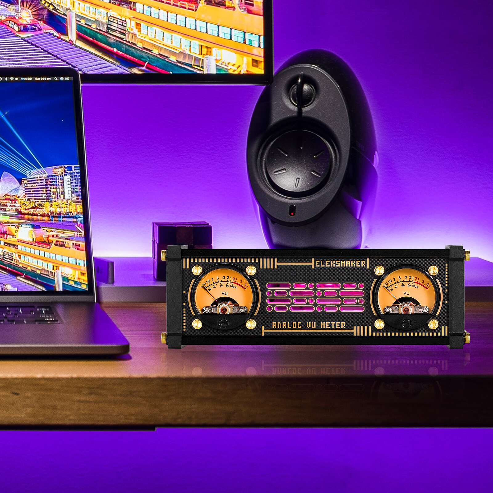 ⭐⭐⭐eleksvu2 đồng hồ đo mức độ, đồng hồ thu âm, đèn thu âm, mức đèn rgb, bộ điều khiển giọng nói, đầu đồng hồ vu có đèn nền