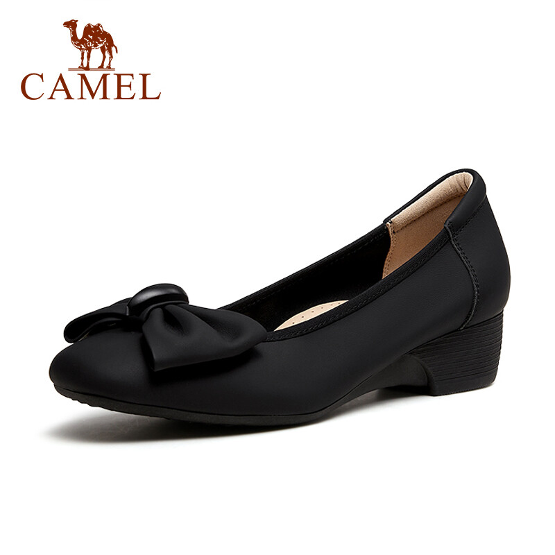 Cameljeans Women's Bow Low-Heeled Sheepskin Shoes Casual Slip-Ons Commuter Leather Shoes ราคา 2,249 บาท*ส่งฟรี