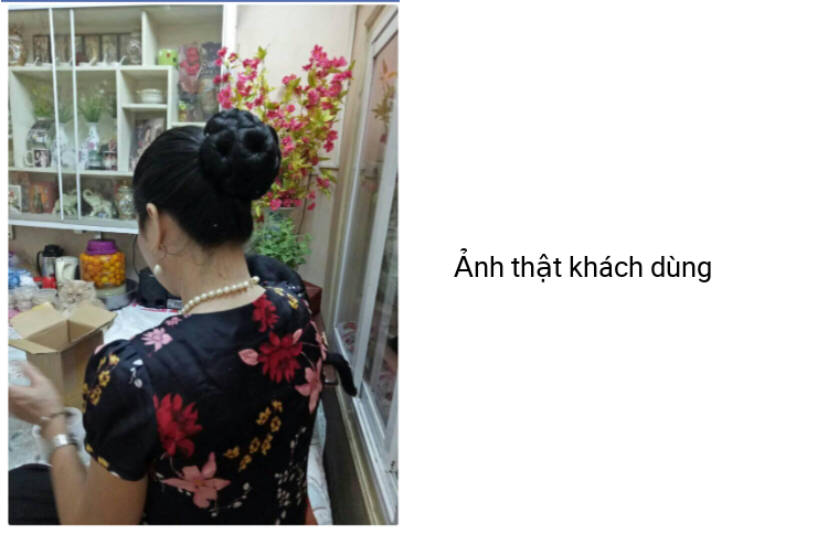 Búi tóc giả trung niên cao cấp dầy đẹp, kẹp tóc giả cổ trang BÚI HOA KHÔNG ĐÁ