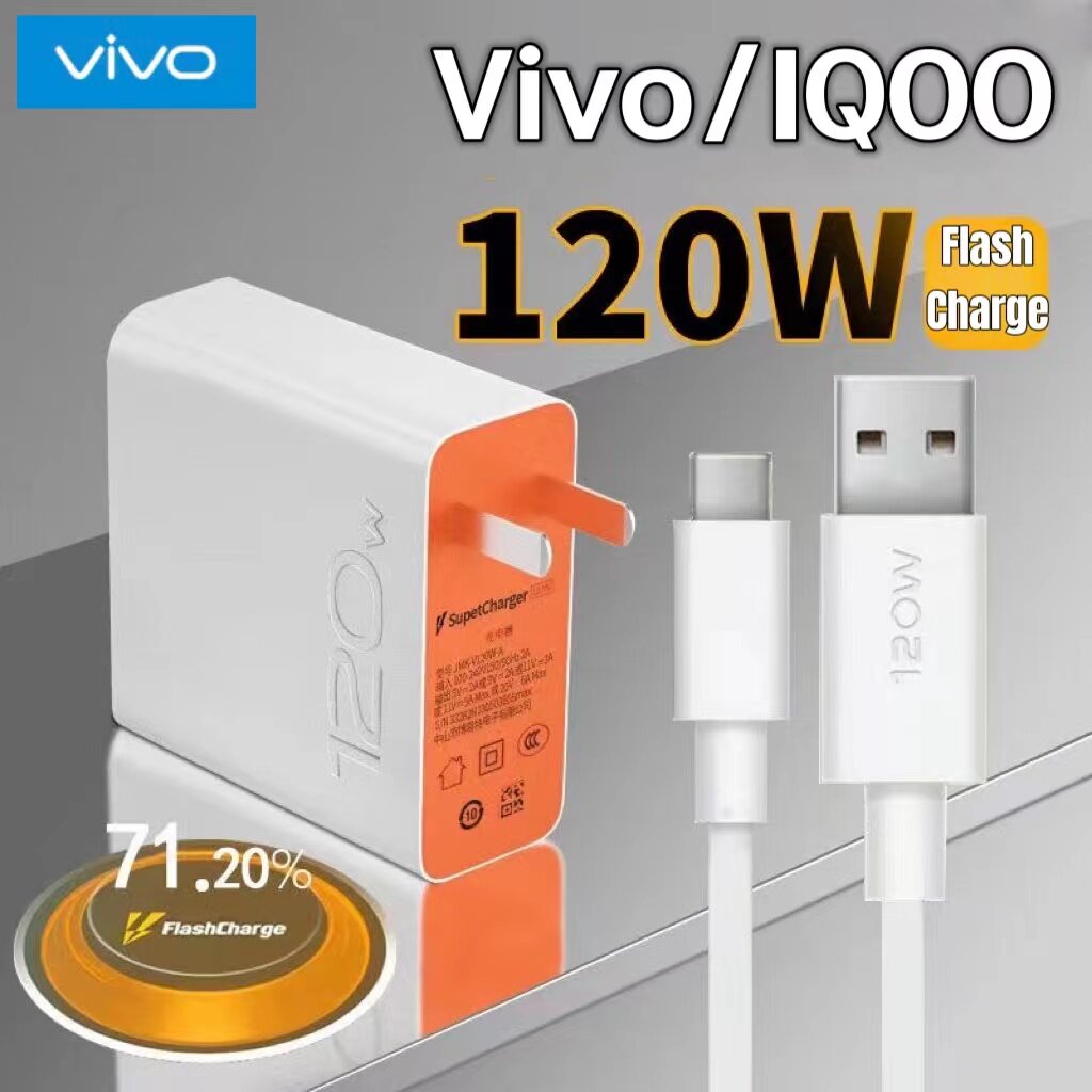 Original Vivo 120W FlashCharge Super Flash Charger Fast Charging Adapter USB Type-C Cable For Vivo IQOO 10 9 8 7 6 5 Pro Neo 7SE Z7 Z6 X90 X80 X70 Pro