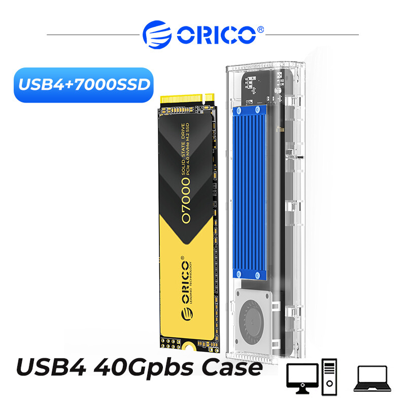ORICO 40gbps usb4 M.2 NVMe SSD bao vây với quạt tản nhiệt M2 NVME trường hợp bao vây Tương thích với Thunderbolt 3 4 usb3.2 cho MacBook Pro (TCM2-U4)