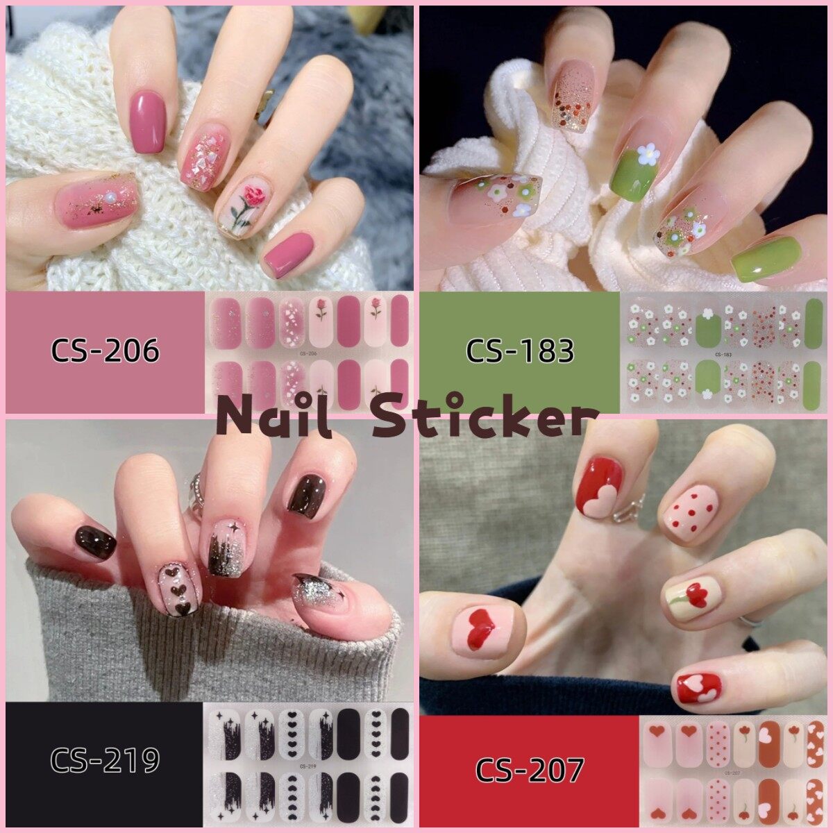 14pcs/set CS Series Cute Nail Sticker Cartoon Gold foil Fashion Exquisite Tearable and Durable DIY Beautiful Girl Fingernail Stickers Full Set Colorful lovely  Gradient Waterproof Non-Toxic Nail Art Manicure