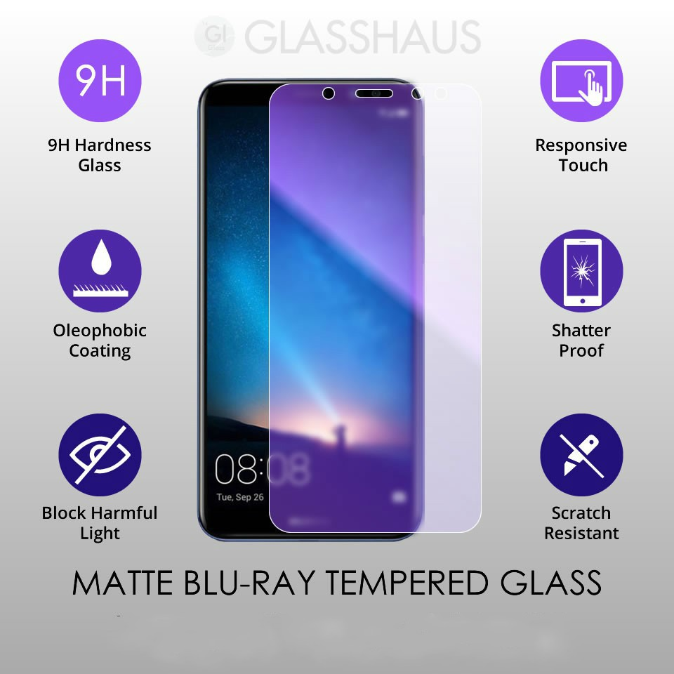 blue matt tempered glass