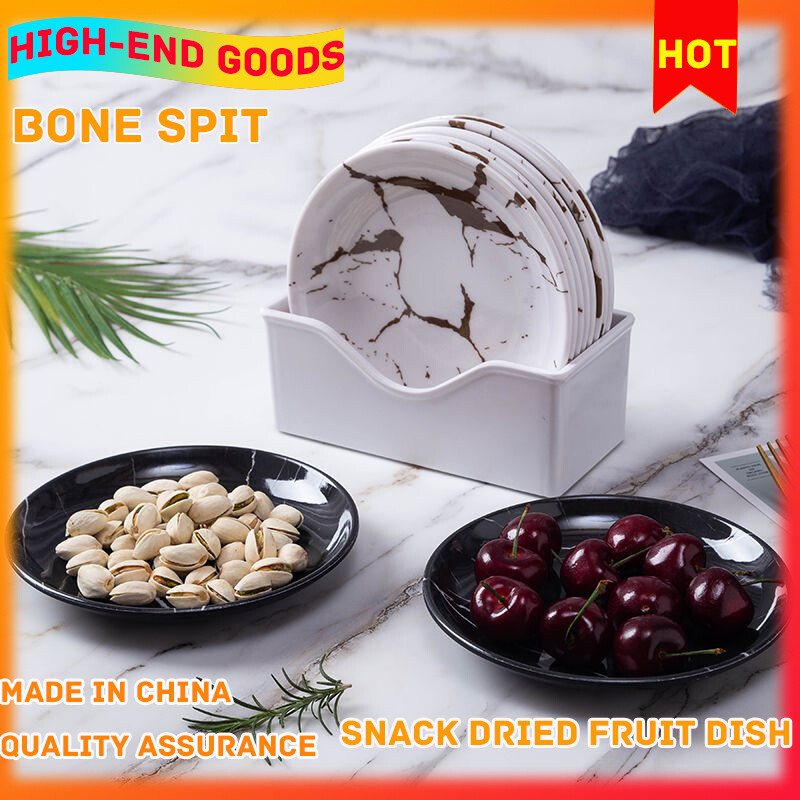 Gambar Imitation Porcelain Dried Fruit Plate Spit Bone Plate Household Bone Plate Table Garbage Sorting Plate Fruit Square Snack Snack Plate