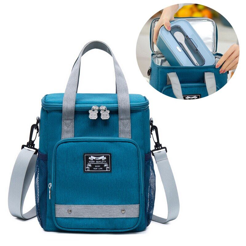 Gambar Fashion Women Lunch Bag Handbag Large Capacity Waterproof Office Bring Meal Cooler Pouch Picnic Food Thermal Storage Accessories