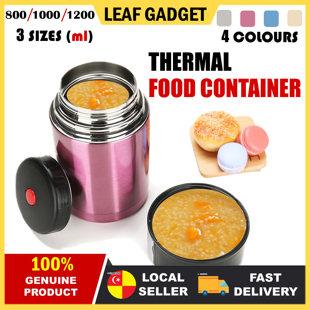 Gambar THERMAL FOOD CONTAINER with 304 Stainless Steel Double Layer Vacuum Insulated Flask Button for Lunch Soup Porridge Hot Cold Beverage L