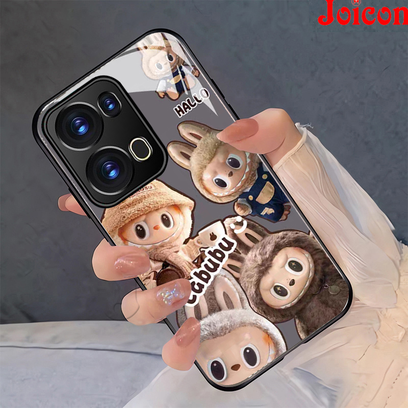 Ốp điện thoại cho OPPO RENO 14 14F 14 Pro 13 13F 13Pro 12 12f 12pro 11 11f 10 5g vỏ hoạt hình dễ thương đáng yêu labubu Kính Che chống trầy xước chống ngón tay bao gồm tất cả các ống kính proection chống trầy xước vỏ ốp lưng