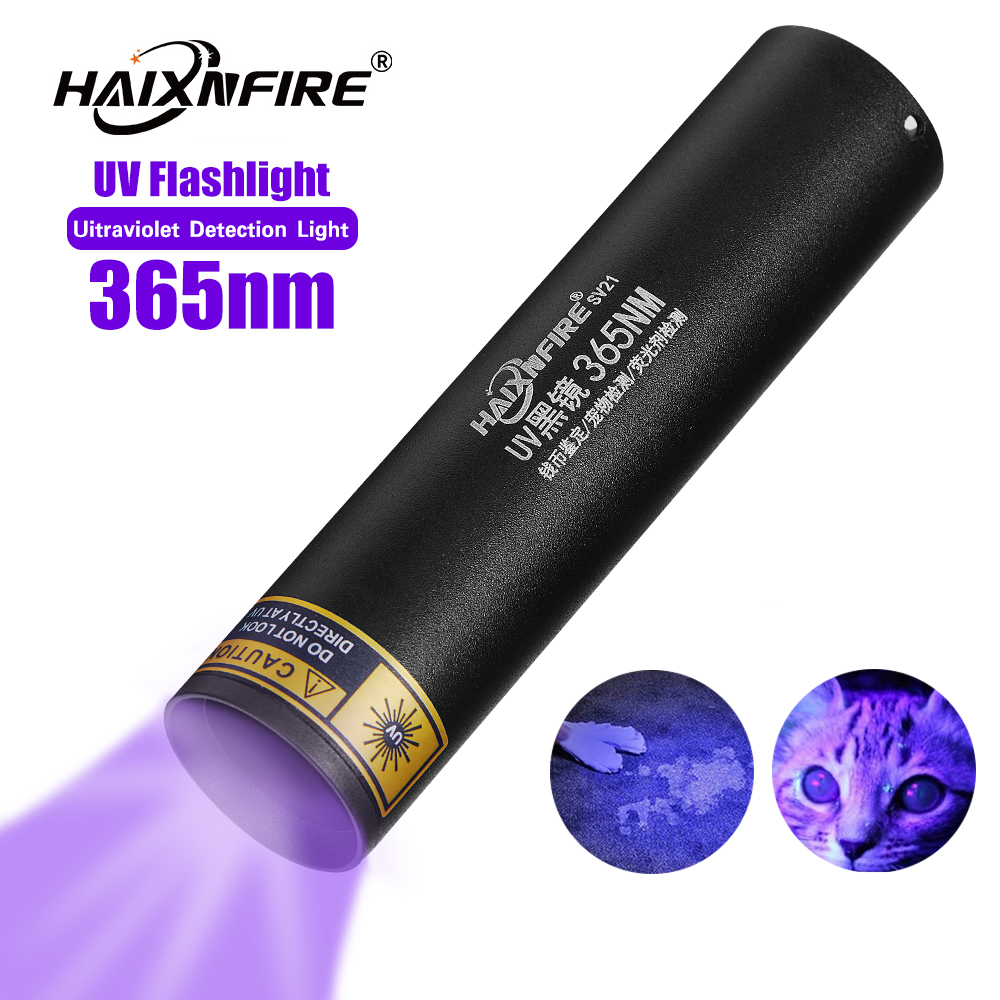 Haixnfire SV21 đèn màu tím đèn pin 3W Đèn pin uv Đèn sạc USB chất huỳnh quang ánh sáng dùng để kiểm tra 365nm tia cực tím ánh sáng
