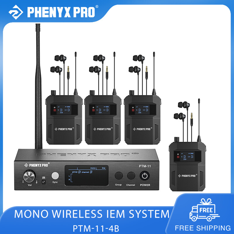 Phenyx Pro PTM-11 Single Channel for Musicians Mono UHF Wireless in-Ear Monitors System 4 Bodypacks IEM Metal Stage Monitor 50 Frequencies 164ft Left and Right Inputs ราคา 13,704 บาท*ส่งฟรี