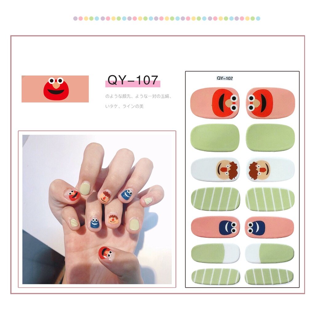 modelones sticker móng tay giả 14 miếng nail giả học sinh chống nước làm 3