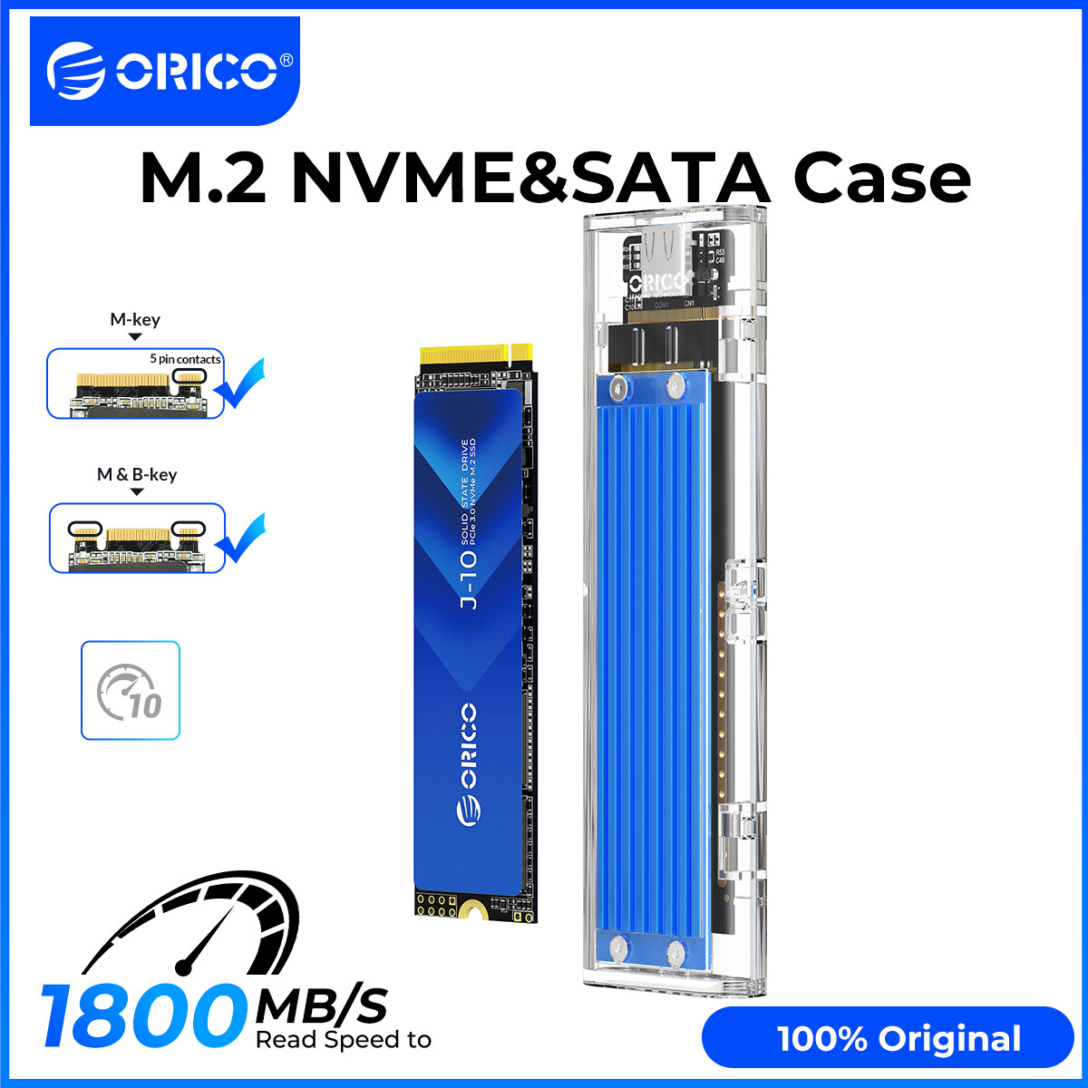 [Hàng Có Sẵn] Hộp Đựng SSD ORICO M2 Hộp Đựng Ổ Cứng Trong Suốt NVME SSD M.2 Sang USB Type C Cho Ổ Đĩ