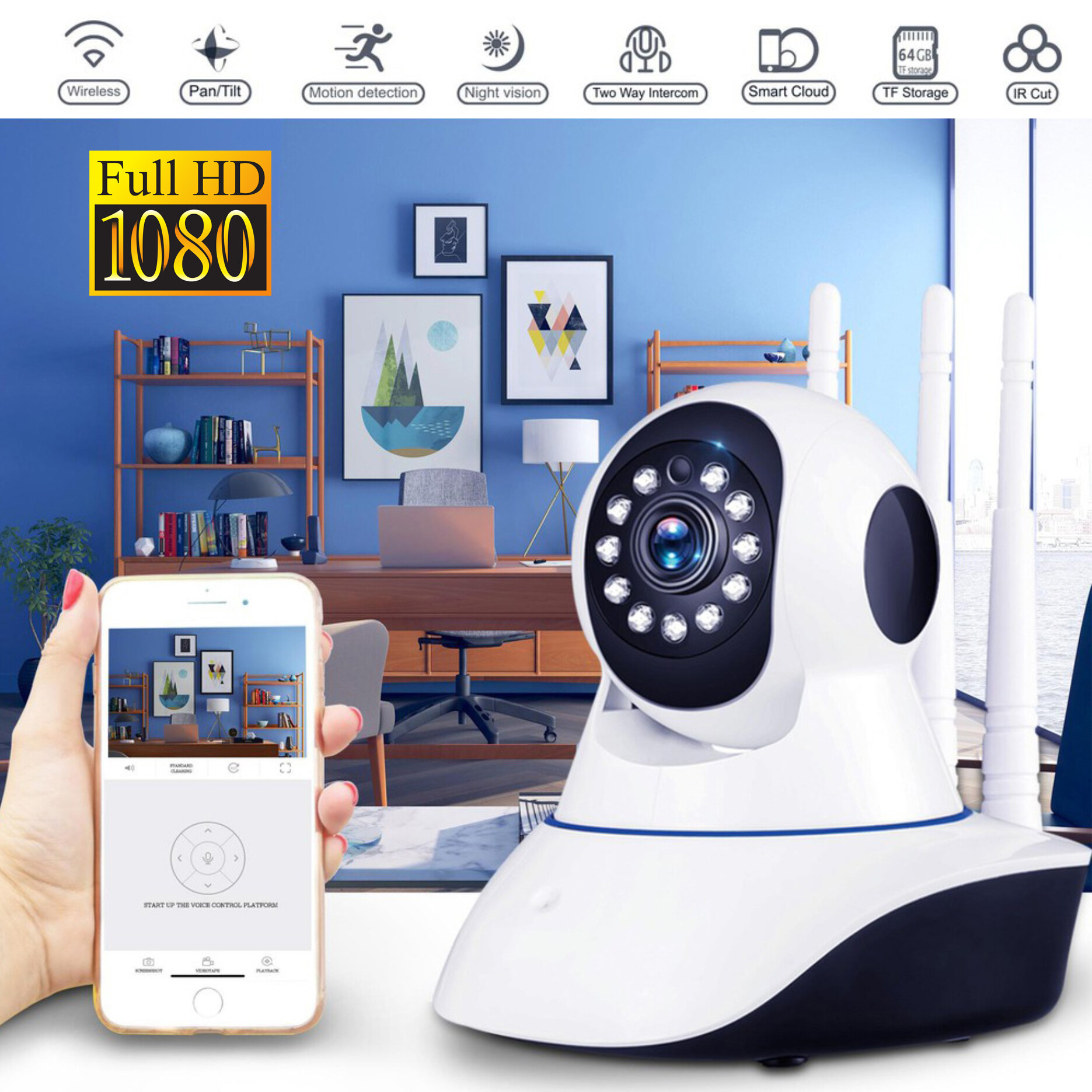 Lazchoice Smart 1080p Hd Ip Camera Cctv Wifi Surveillance Camera Home Security Wireless Baby Monitor With Ir Night Version 3 6mm 2 0mp Ptz Camera App Yi Iot Lazada