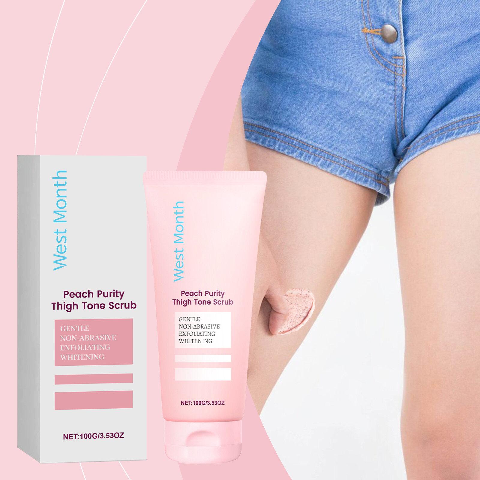 Tây & tháng 60g cơ thể chà Kem tẩy tế bào chết tẩy khuỷu tay nách đầu gối melanin sắc tố làm trắng loại bỏ da chết tắm chà chăm sóc