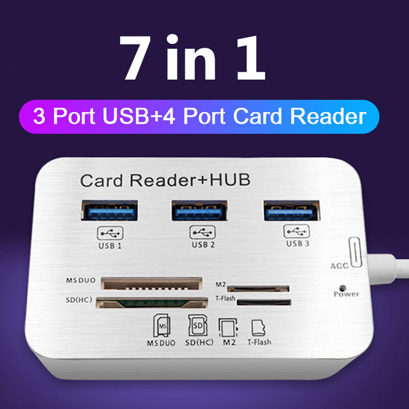 Đầu đọc thẻ hub usb 7 trong 1 bộ chuyển đổi thẻ nhớ sd tf mở rộng nhanh usb3.0 hoặc usb2.0 cho ổ đĩa u bộ chia usb bàn phím chuột máy tính xách tay