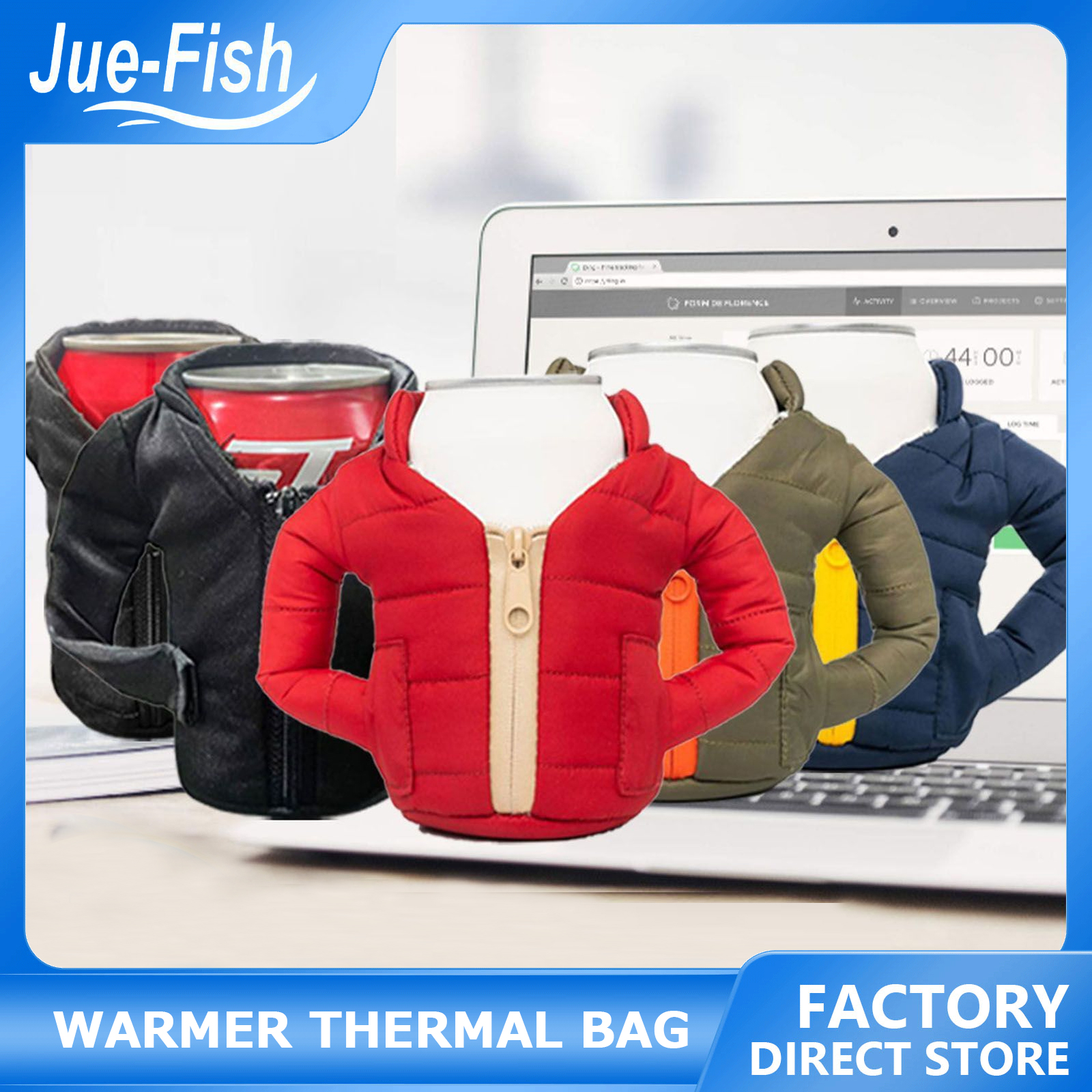 JUE-FISH Portable Bottle Bag Insulated Thermal Ice Cooler Warmer Lunch Food Picnic Insulation Thermos Bag For Man Women Beverage mug set creative water bottle bag water cup set beer soda water cold double-layer portable insulation bag ราคา 157 บาท*ส่งฟรี