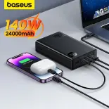 Baseus 140W sạc dự phòng 24000mAh Pin gắn ngoài di động sạc nhanh 3 cổng Powerbank cho Iphone 15 Pro Max Máy tính xách tay Lapop