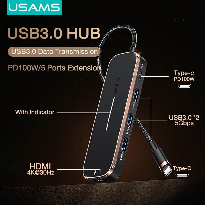USAMS Bộ Chuyển Đổi USB 3.0 HUB Type