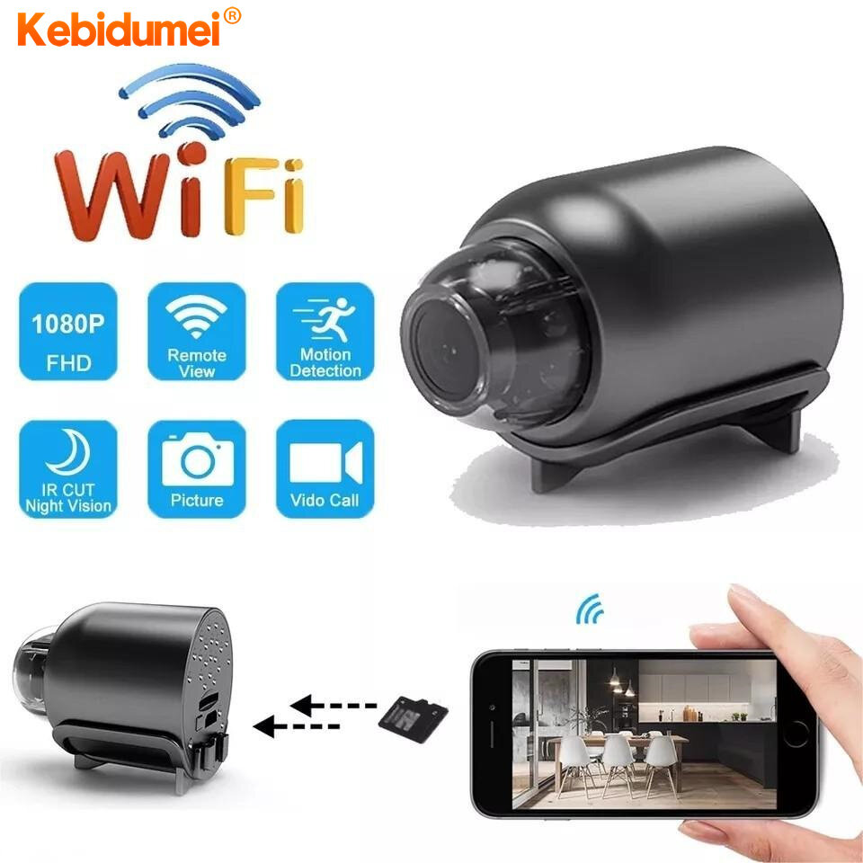 Kebigumei Máy ảnh Mini 1080P độ nét cao giám sát wifi an ninh Chuyển động quan sát ban đêm phát hiện máy quay phim bé Màn hình máy ảnh IP không dây