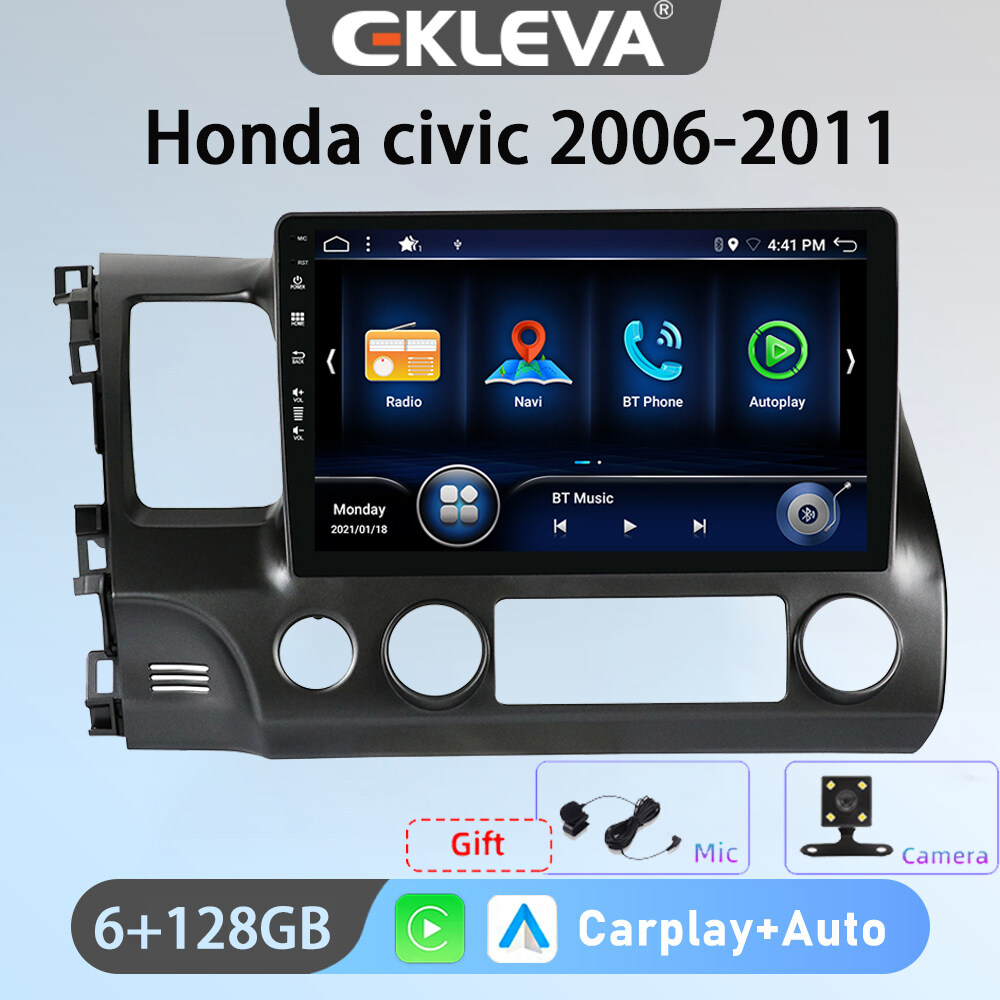 EKLEVA 10.1 Inch Car Radio Android 14 For Honda civic 2006-2011 Carplay Auto Aux Wifi DAB OBD USB Car Multimedia Video Player Head Unit 2din GPS 4G Free Gift Rear Camera and Microphone ราคา 650 บาท*ส่งฟรี