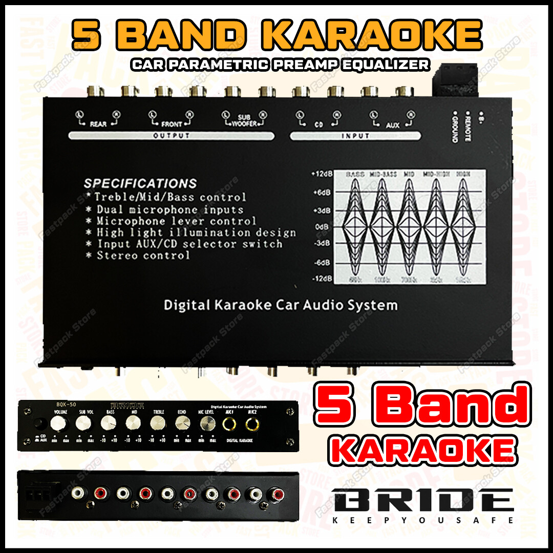 📢 Karaoke 5-Band Pre-Amp Parametric BRIDE Preamp With Subwoofer Output Suitable For All Car Preamp 5 Band Pre Amplifier Harga  106 Ringgit*Penghantaran Percuma