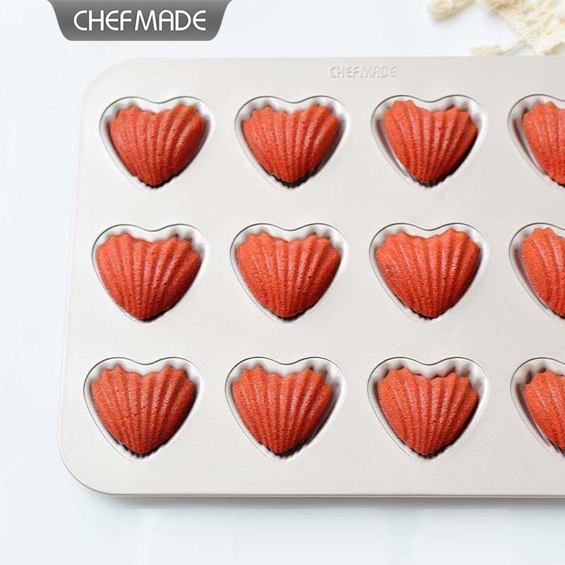 Chefmade Non-Stick Madeleine Pan Set - 6/12/16 Cups, Champagne