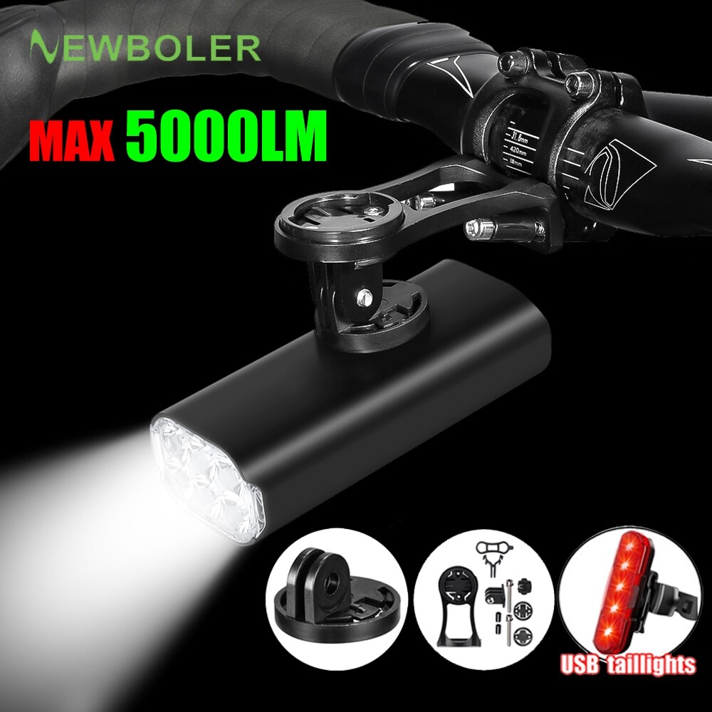 Newboler 5000 lumens đèn xe đạp 6 đèn led 4800mah xe đạp cẩu đèn pha type-c có thể sạc lại xe đạp mtb đèn đầu xe ipx6 đạp xe không thấm nước đèn pin