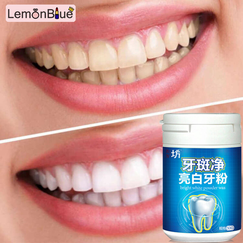 Gambar LemonBlue Tooth Powder Refreshes and Cleans Stains Removes Yellow Teeth and Refreshes Breath Whitening