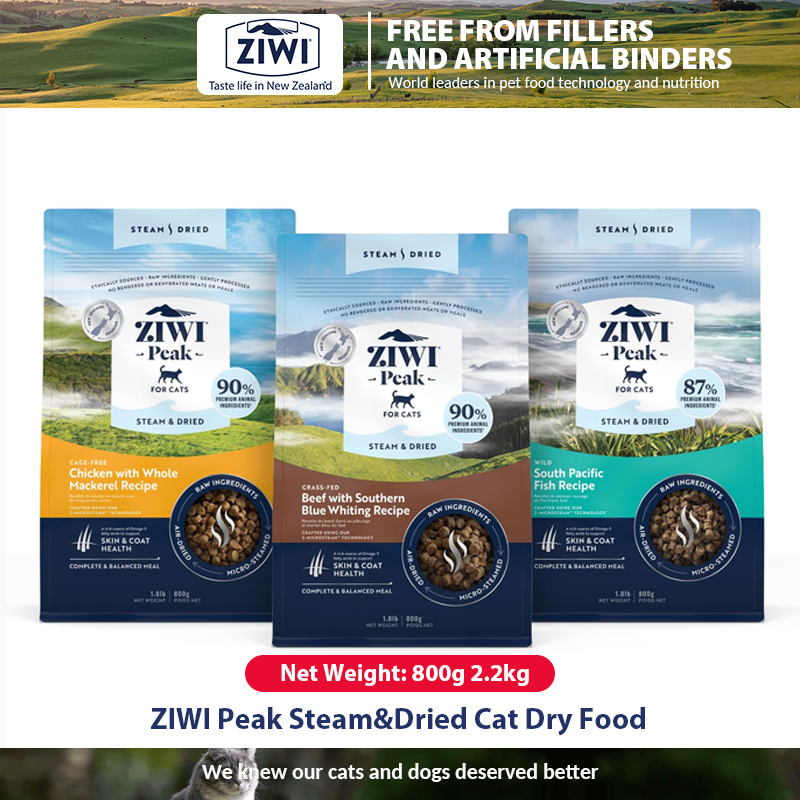 ZIWI Peak Steam & Dried Cat Food Bundle High Protein Skin and Coat Health Low Carb for All Life Stages Cats 800g 2.2kg ราคา 2,550 บาท*ส่งฟรี