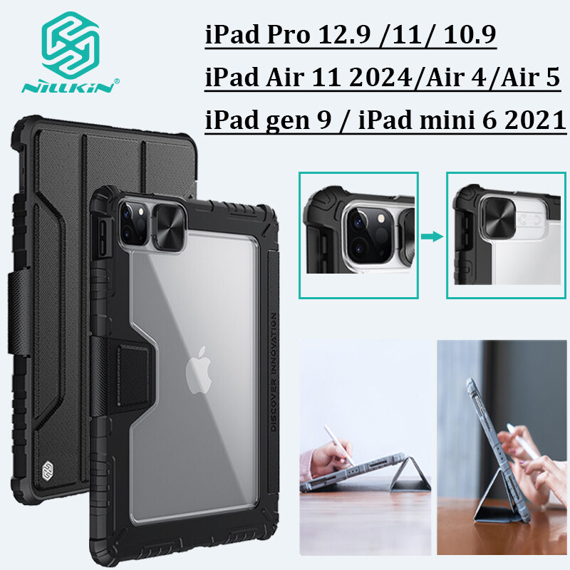 Nillkin iPad Vỏ ốp iPad Air 11 13 2024 2025 iPad Pro 12.9 11 10.9 10.2 2024 2022 2021 2020 2019/iPad Air 5/iPad Air 4 /iPad gen 9 2021/iPad 8th Gen Ốp ipad nam châm Vỏ bảo vệ máy ảnh với hộp đựng bút chì ngủ tự động bìa da