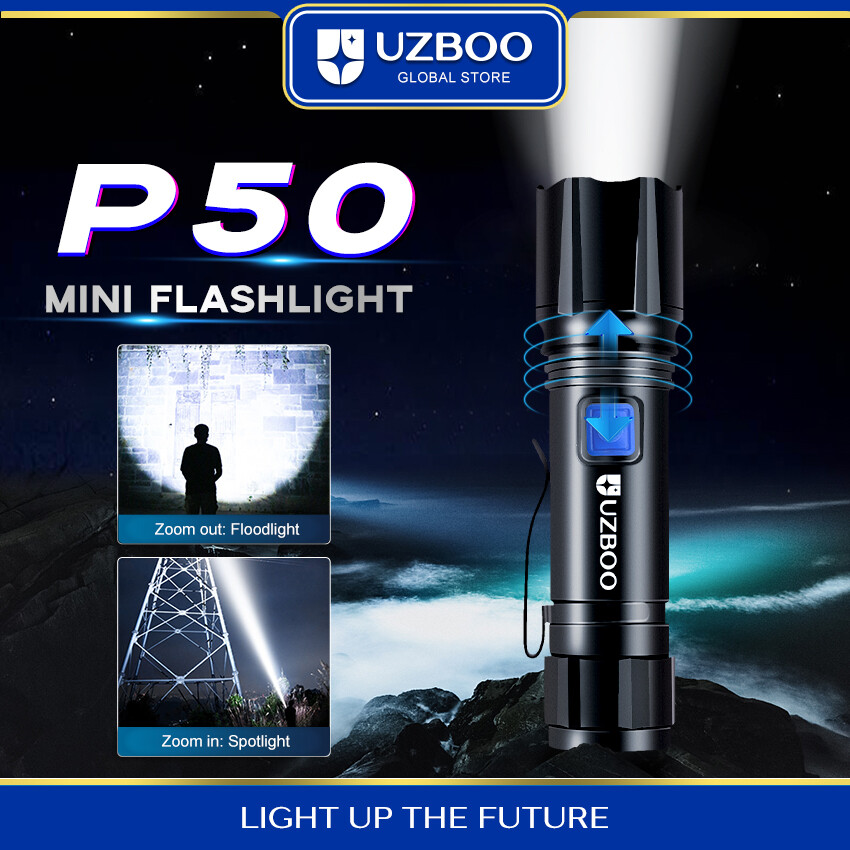 Uzboo đèn pin mini Đèn pin Led Ánh Sáng Kính Thiên Văn Đèn pin Focus di động có thể sạc lại Đèn Pin Zoom túi ngoài trời Kích Thước đèn pin chống thấm nước ánh sáng mạnh Dài Khoảng Cách Cho đi bộ đường dài cắm trại