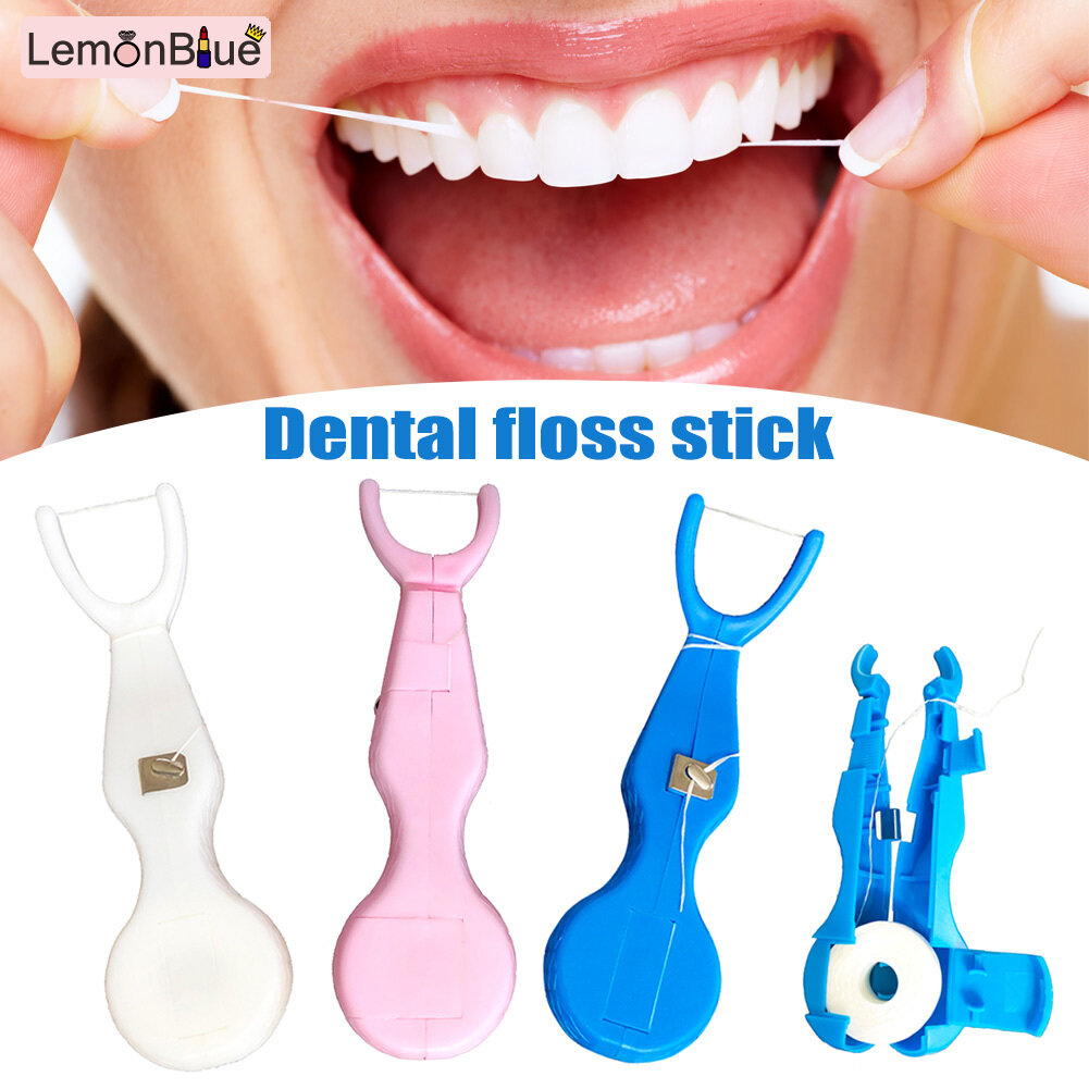Gambar LemonBlue 30m Nylon Dental Floss With Holder Tooth Cleaning Pick Teeth Tool Oral Care Cleaner pink