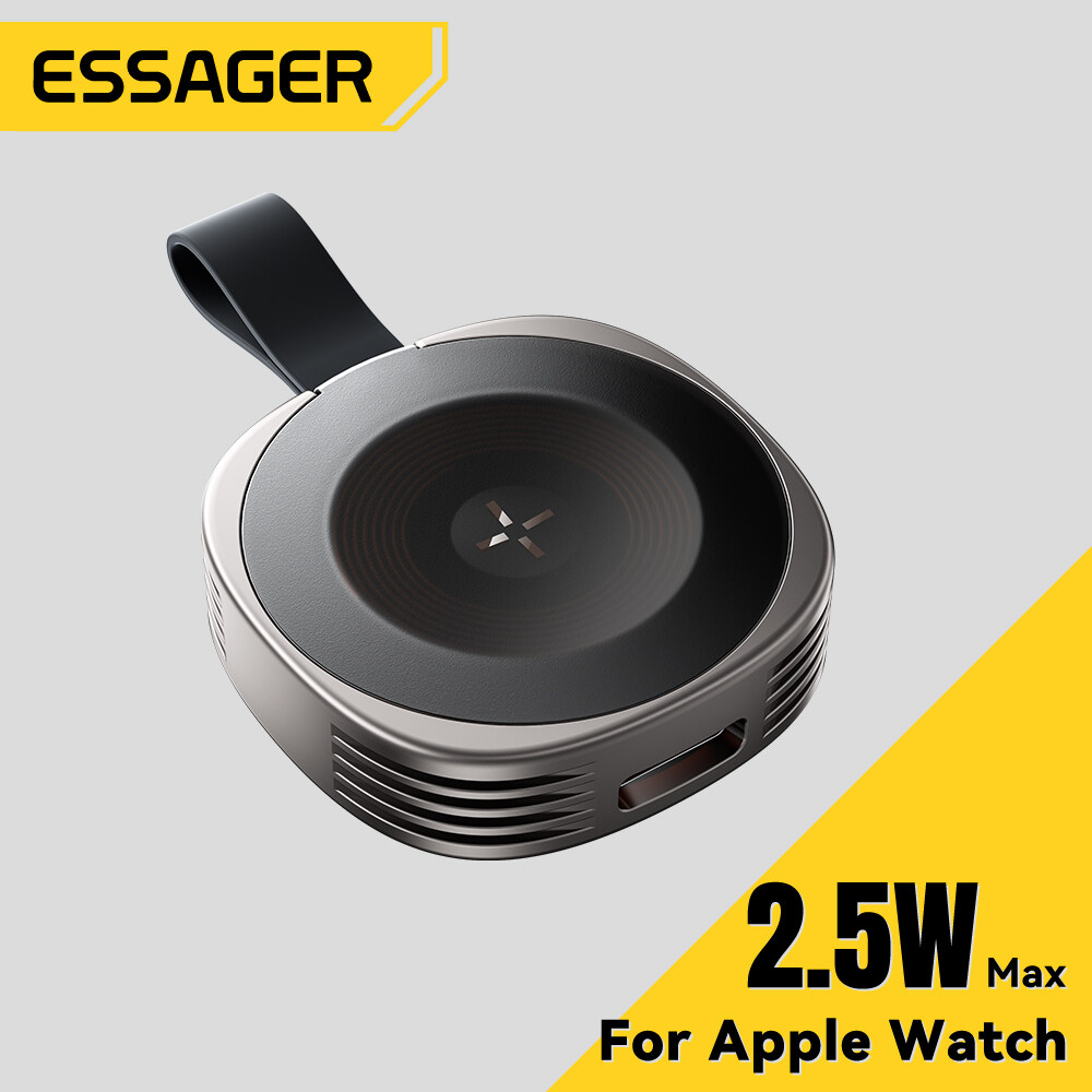 Essager Đồng hồ Apple 2.5W sạc không dây sạc nhanh kẽm di động loại hợp kim C + Lightning Twoport th