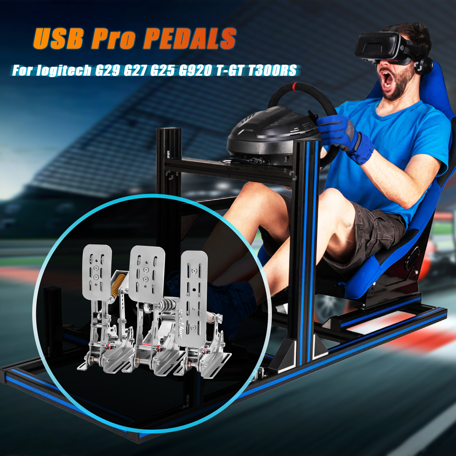 Simjack Pro bàn đạp Sim Bàn đạp đua PC đua mô phỏng Cảm biến áp suất tải tế bào ông thủy lực bàn đạp