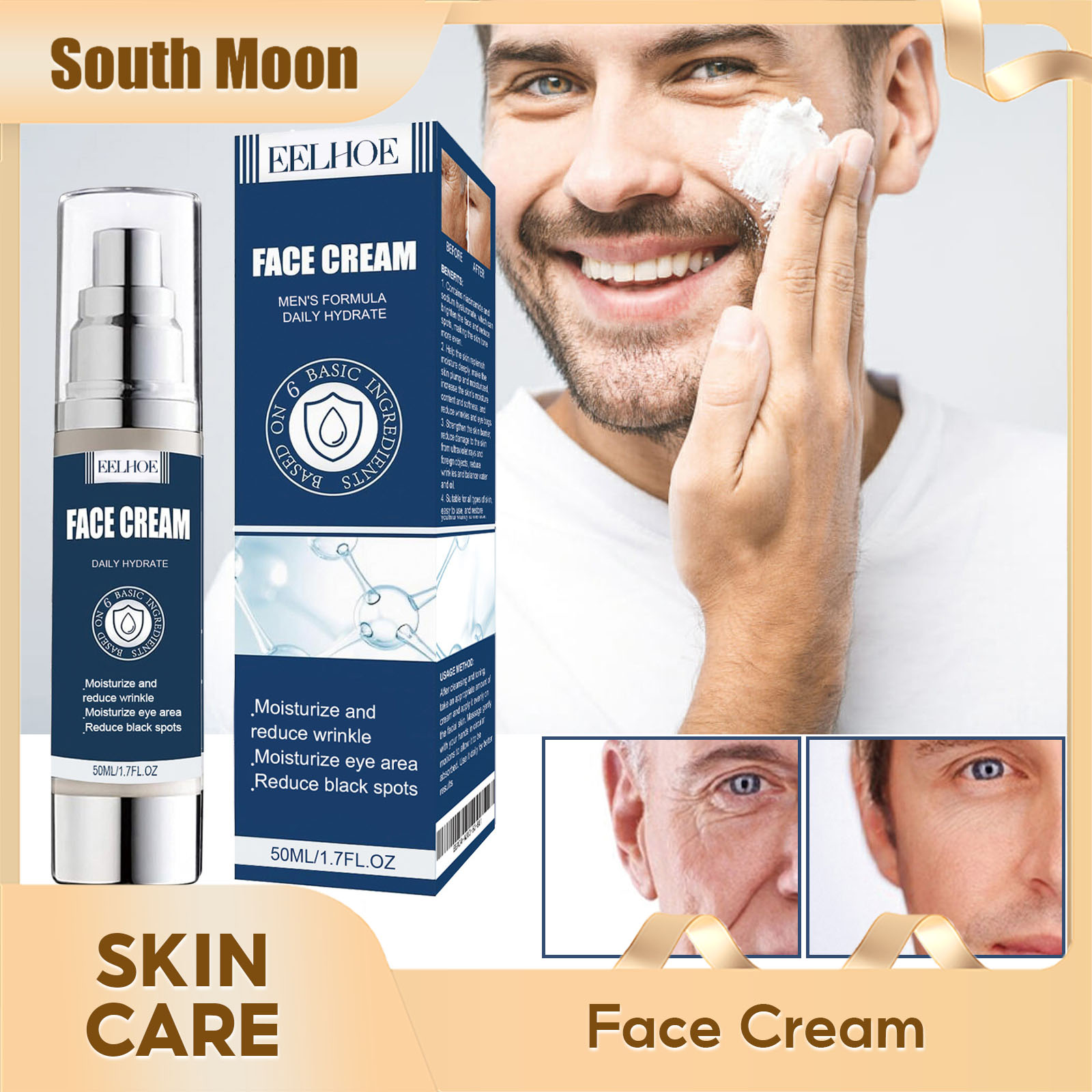 Eelhoe nam mặt Kem dưỡng ẩm chống nhăn Hyaluronic axít nếp nhăn giữ ẩm chống lão hóa làm săn chắc nâng tẩy trắng chăm sóc làm sáng da mặt Kem ngừa nếp nhăn chống lão hóa nâng công ty giảm nếp nhăn dưỡng ẩm làm sáng làm sáng da mặt Kem dưỡng da