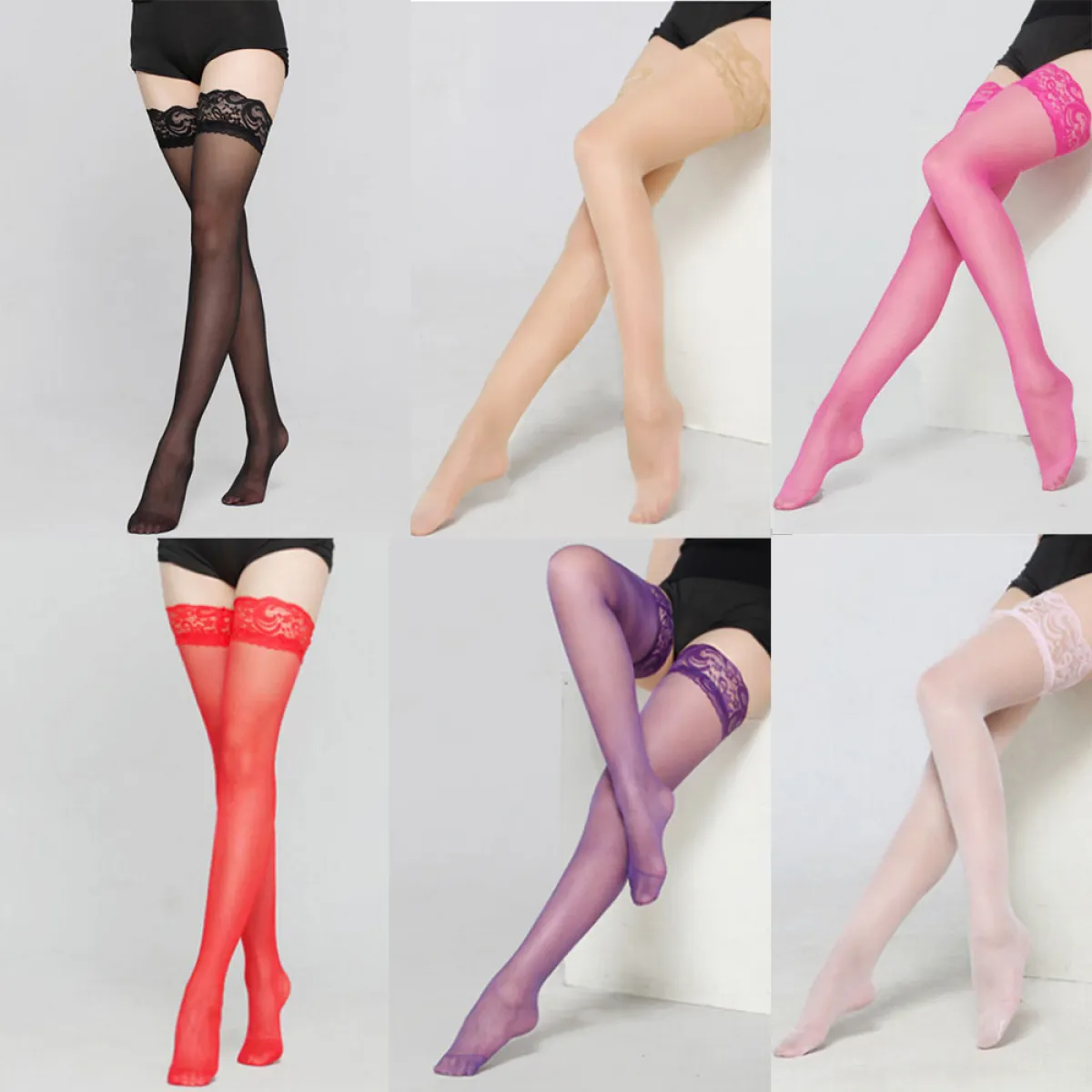 Fashion Women/'s Lace Hold Ups Stockings Thigh Highs Socks Hosiery Pantyhose